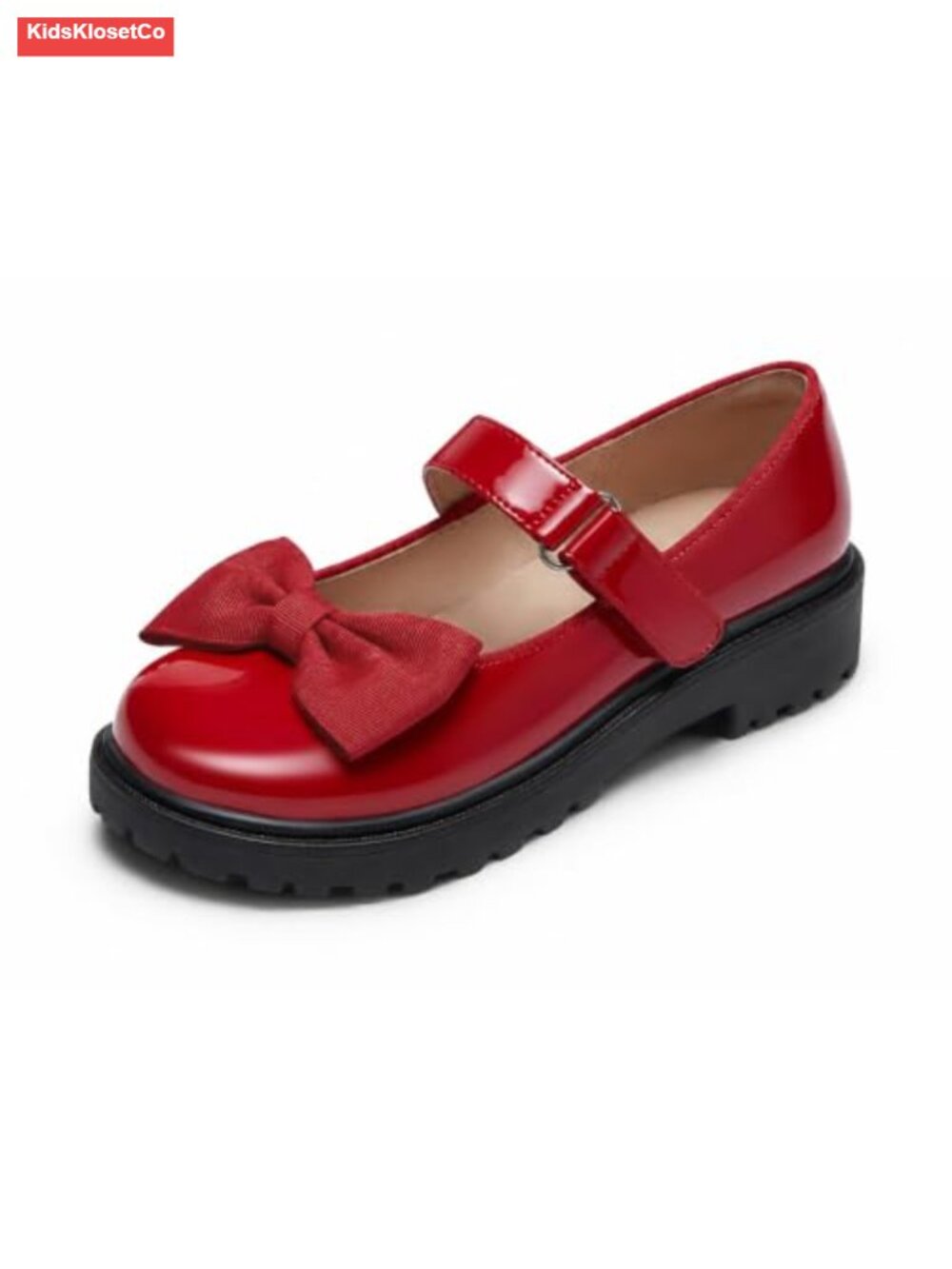 Girls Mary Jane Flats Bow Chunky Heel Dress Shoes Faux Leather School Uniform
